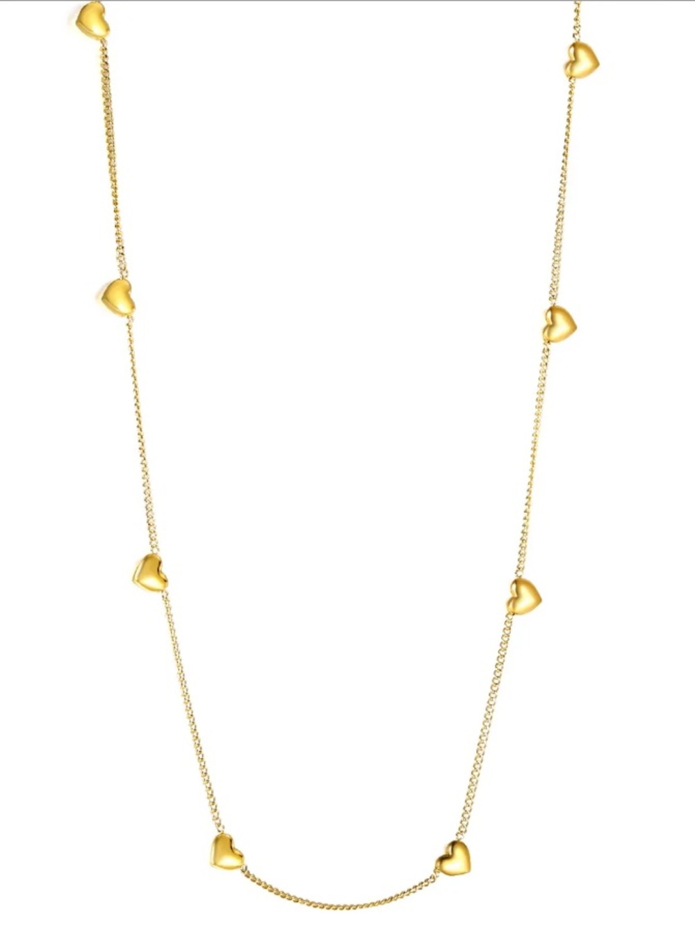 Gold Heart Station Necklace - Women Jewelry 18K Gold Plated Necklace Mini Heart